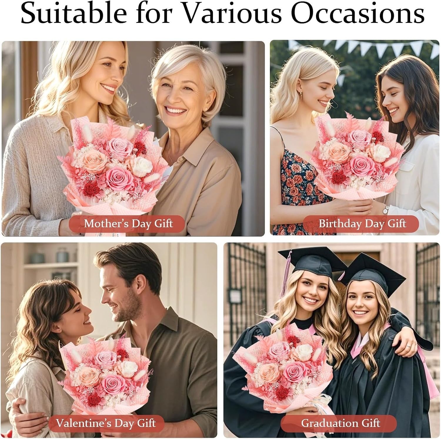 Real Roses Bouquet Forever Flowers Eternal Preserved Gifts for Woman