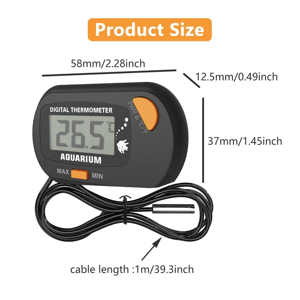 Aquarium Thermometer Digital,Fish Tank Thermometer Tropical with Max/Min