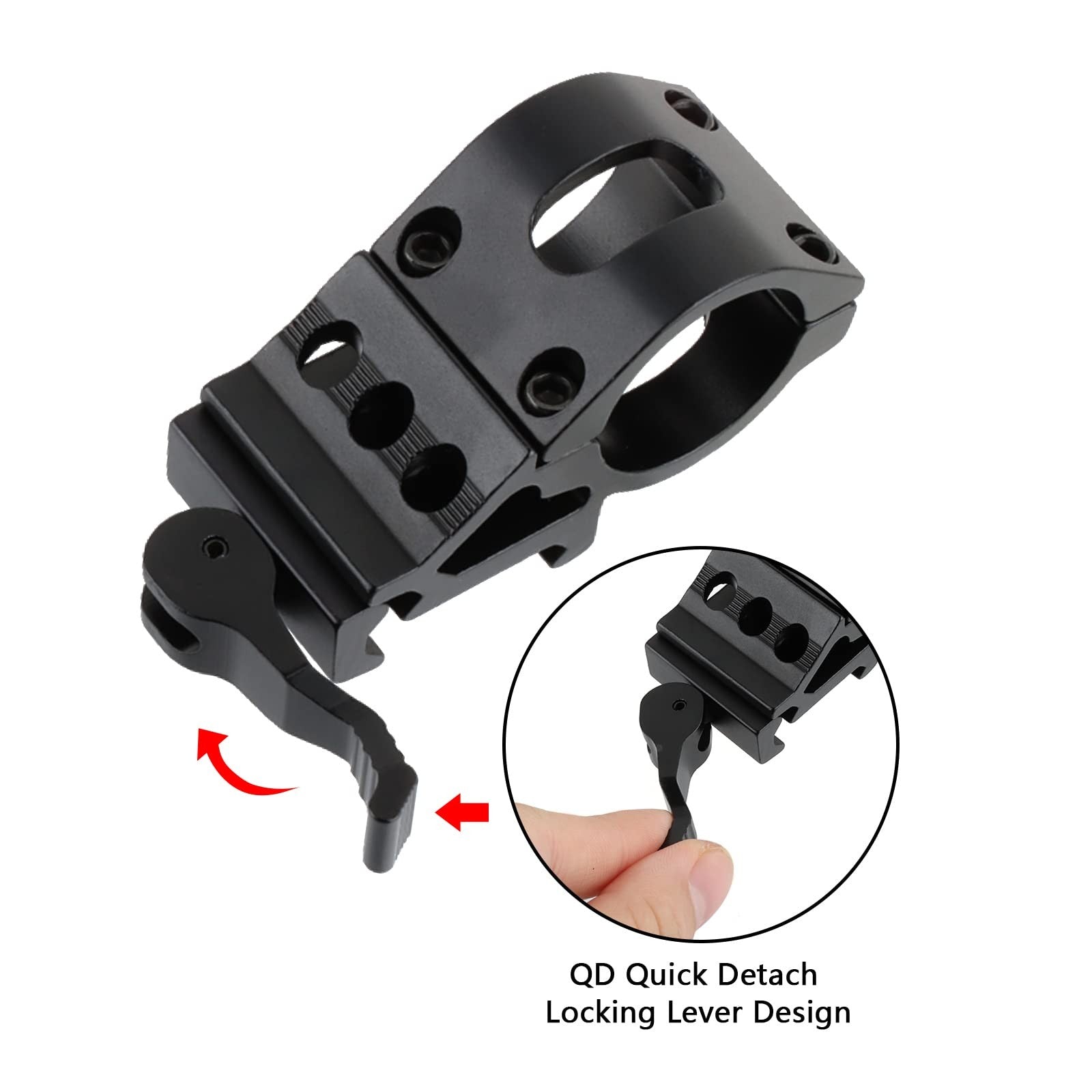 Ring Mount 25.4mm Angled Offset Low Profile QD Picatinny Rail for Flashlight
