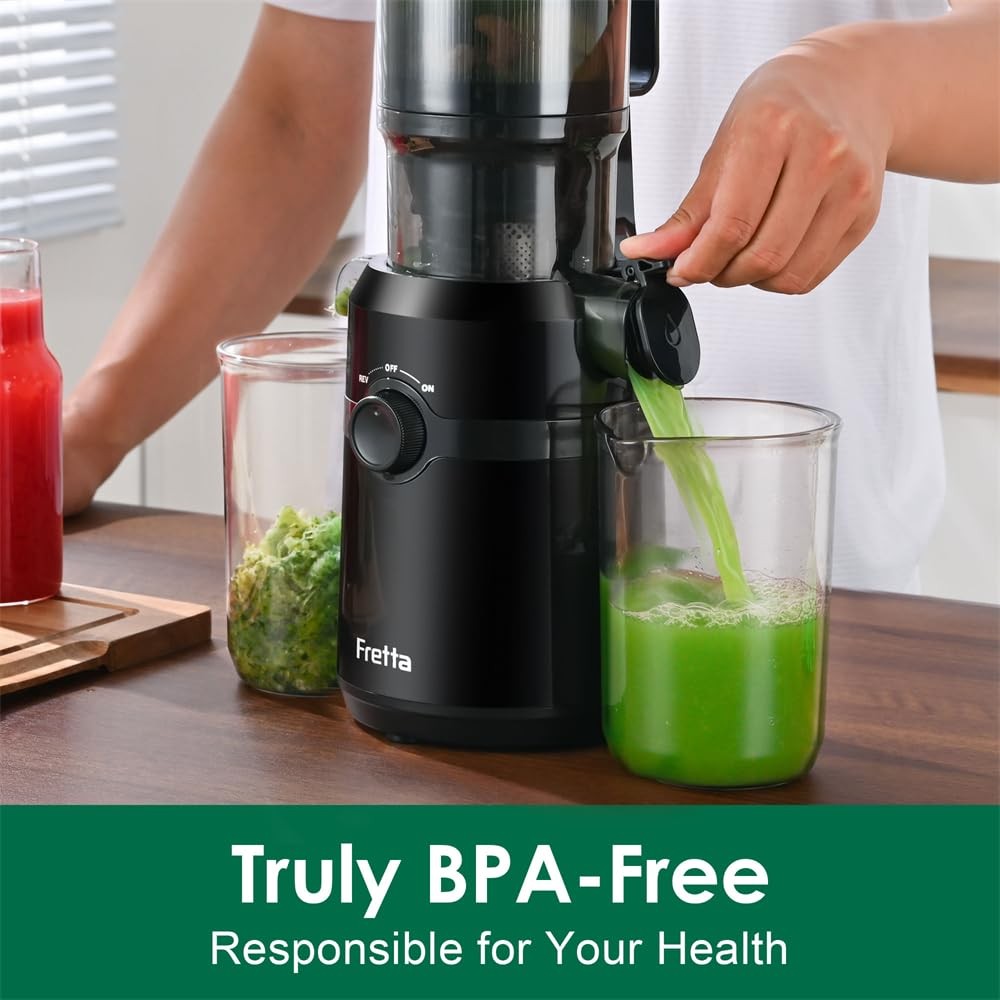Cold Press Juicer Machines,Fretta Slow Masticating Juicer with 108MM Large Feed
