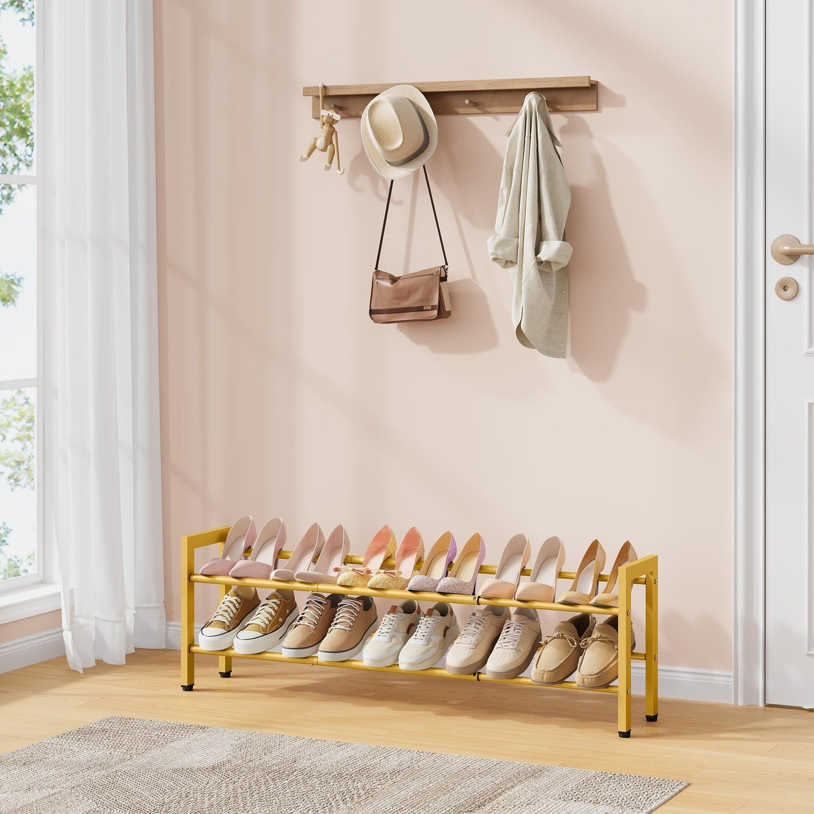 FAVOOSTY 2 Tier Shoe Rack Extendable Metal Storage Organizer