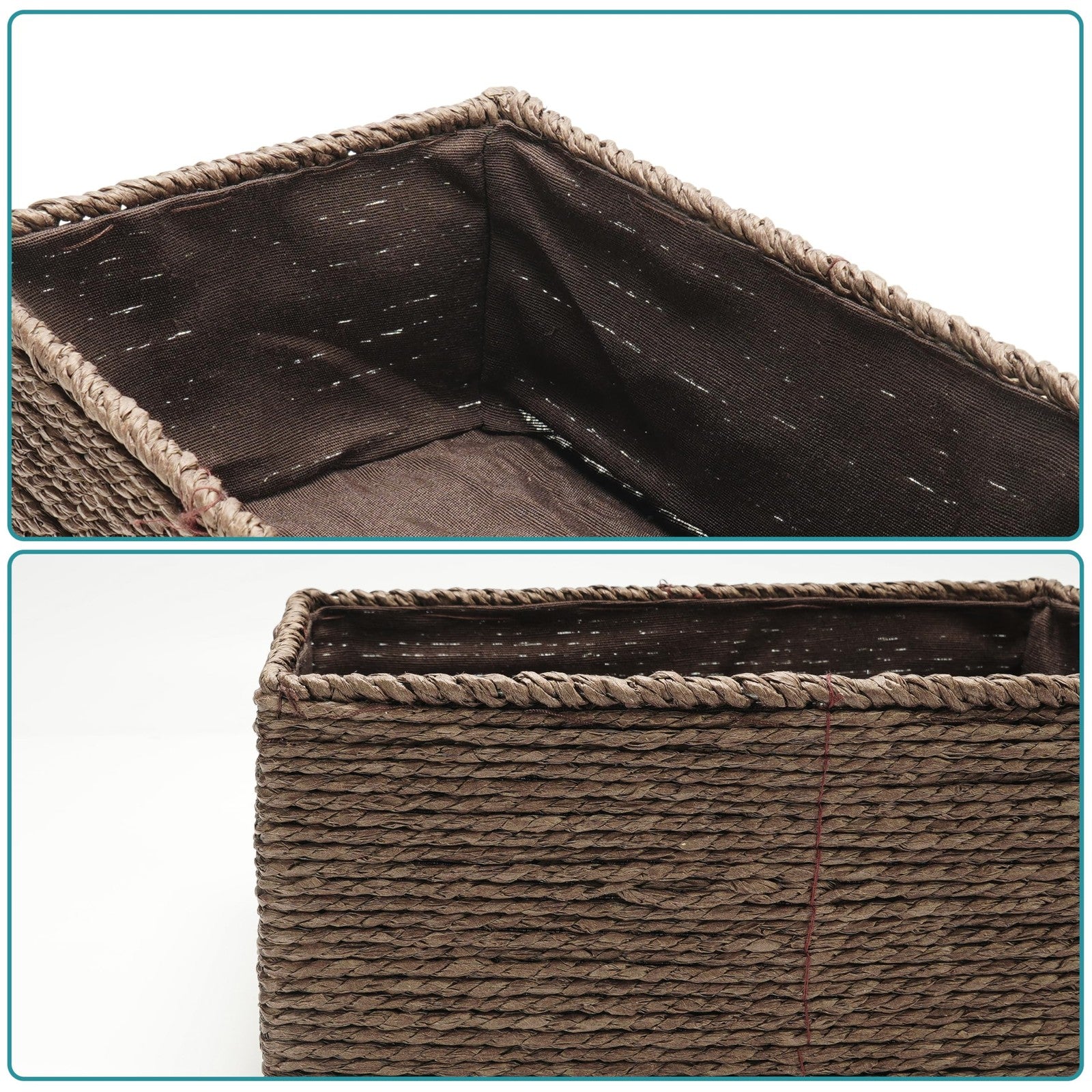 4 Pack of Brown Wicker Storage Baskets Natural Rattan Nesting Organiser set of 4