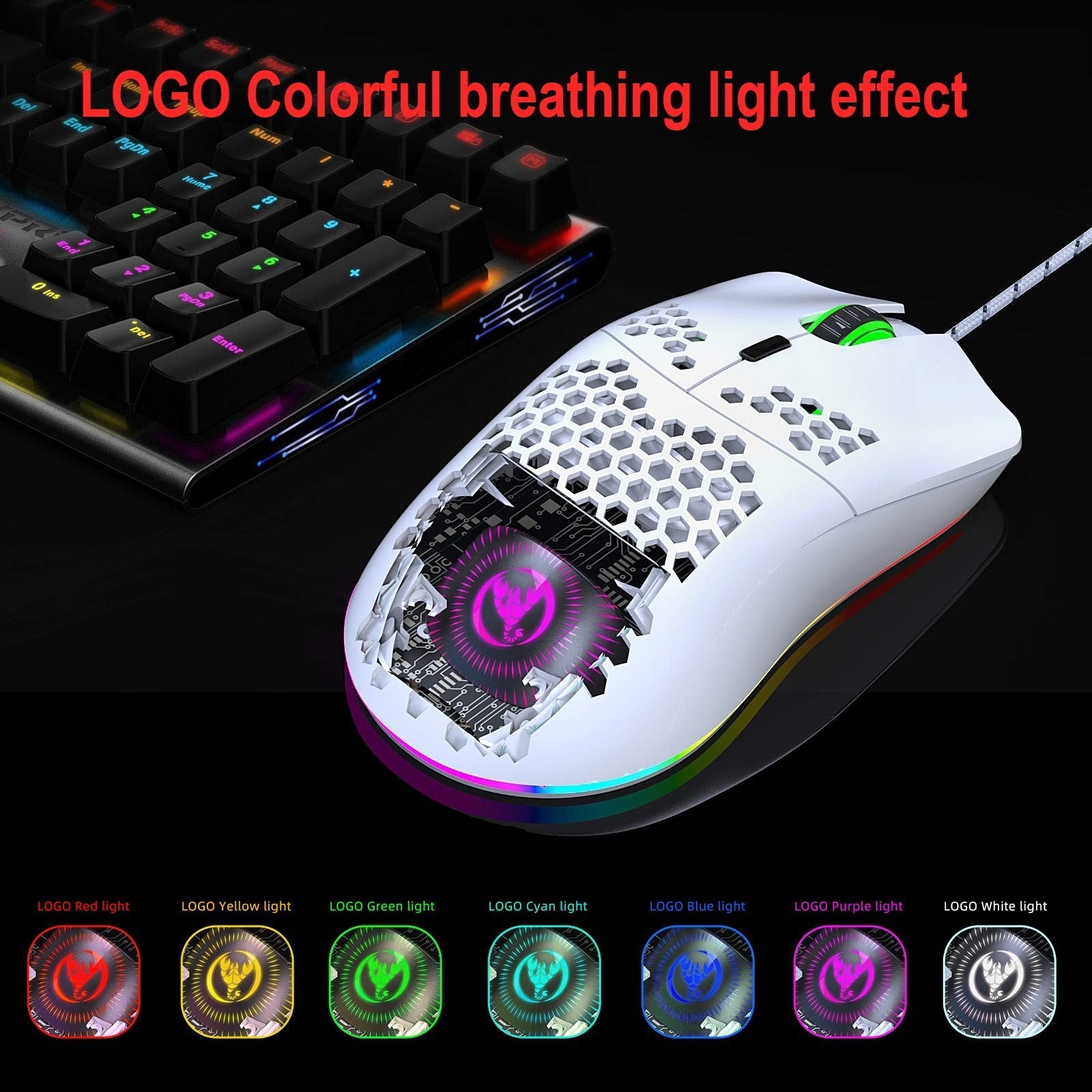 Wired Gaming Mouse, J900 6 RGB Lighting 6400 DPI