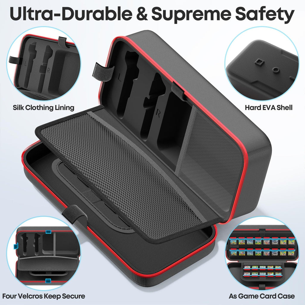 Switch 2 Carry Case Protective Travel Case with 26 Game Card Slots Fit Joy-Con