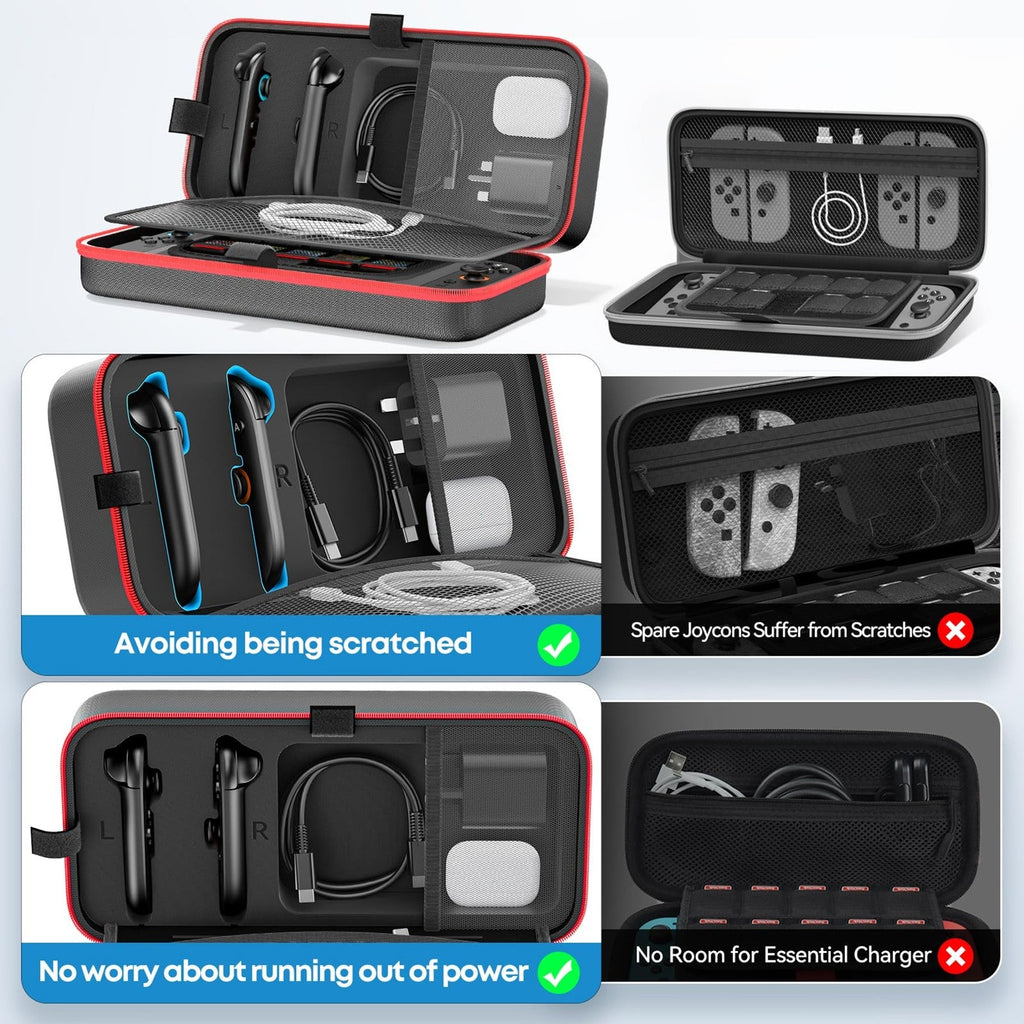 Switch 2 Carry Case Protective Travel Case with 26 Game Card Slots Fit Joy-Con