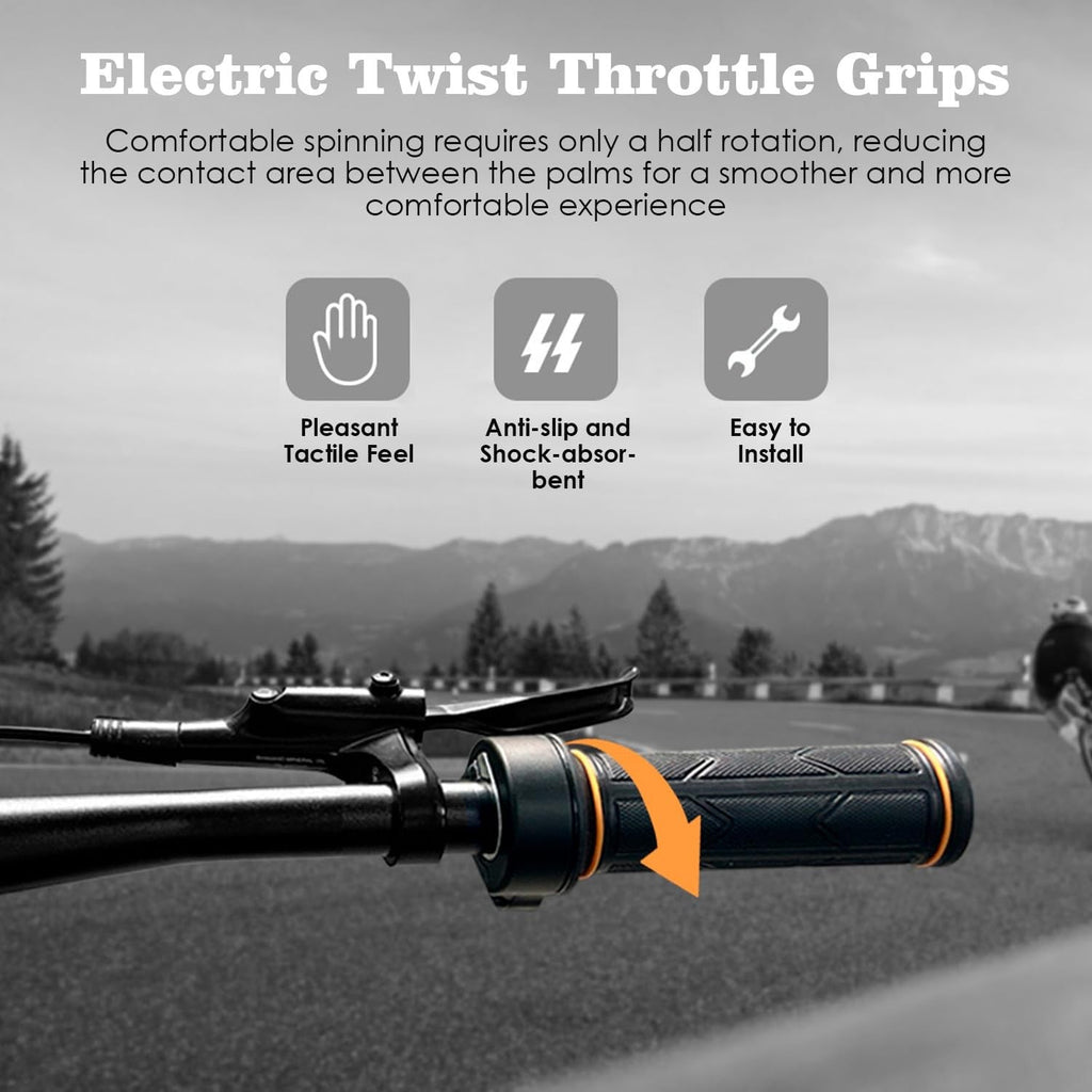 Electric Bike Throttle Full-Twist Pair 3Pin 12-72V Waterproof Connector - 22.2mm