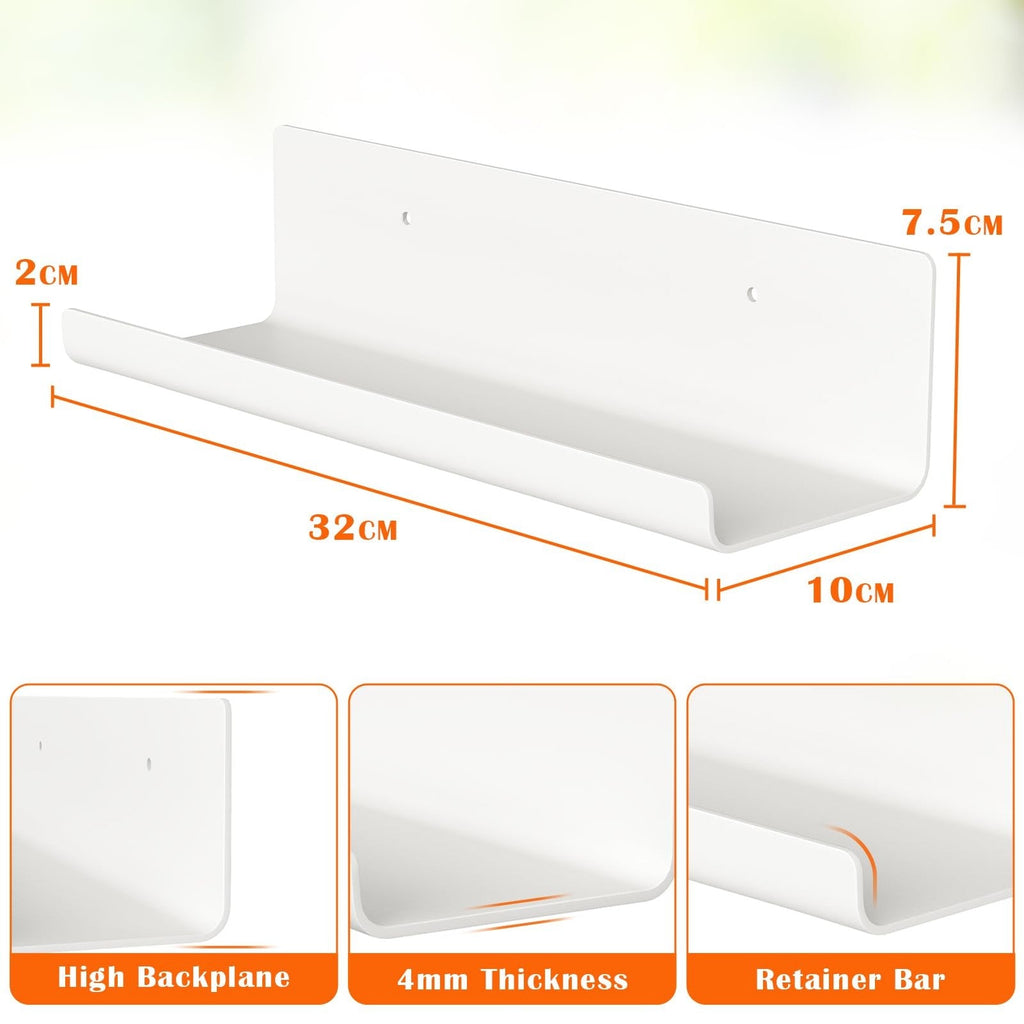 White Floating Shelves Set of 2 Wall Mounted for Display  - WELDUN