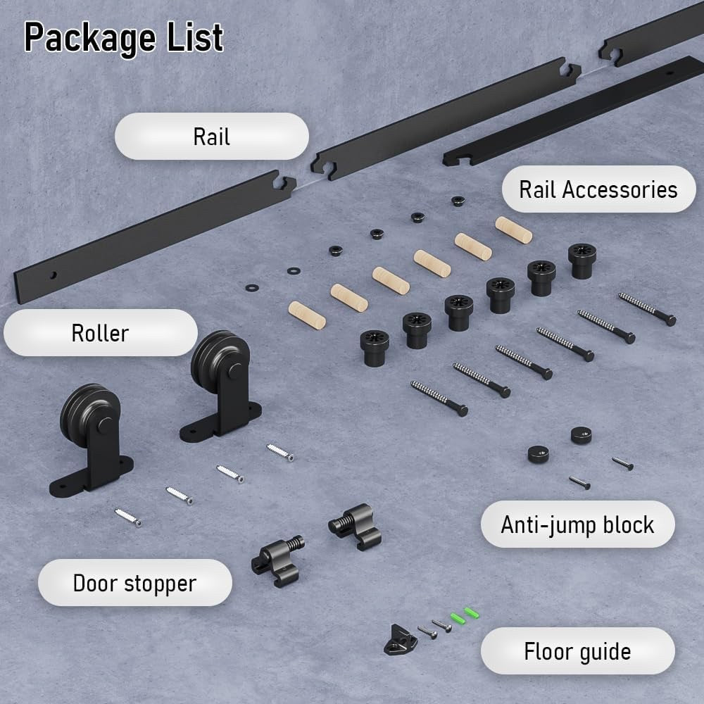5.5FT/167cm Interior Sliding Barn Wood Door Hardware Closet Track Kit