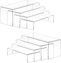 8Pcs Acrylic Risers, Clear Rectangular Tiered Display Stand