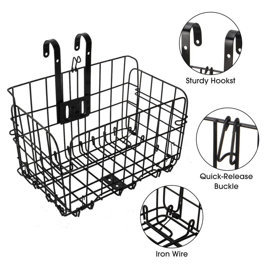 Folding Front Bike Basket Removable Cargo Basket for Bicycle – Black