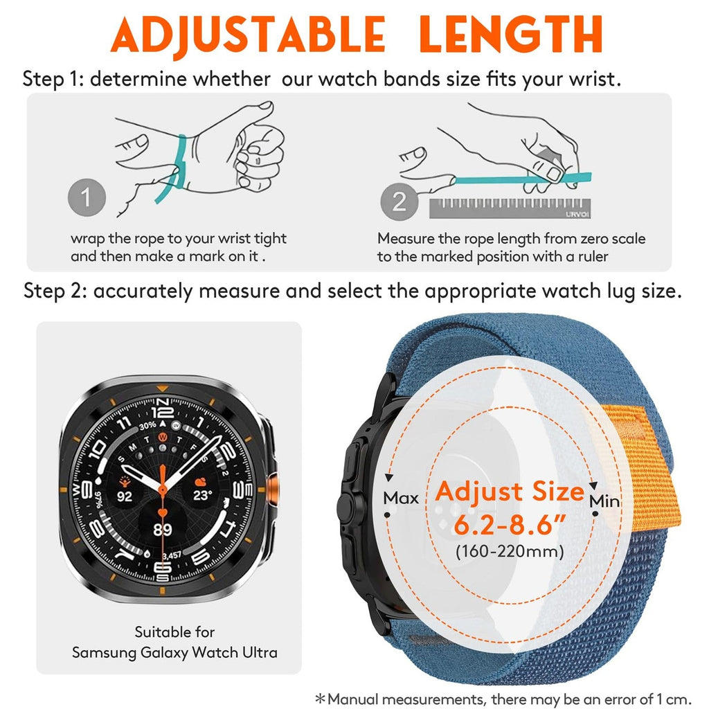 Samsung Galaxy Watch Ultra 47mm Soft Nylon Sport Strap – Black