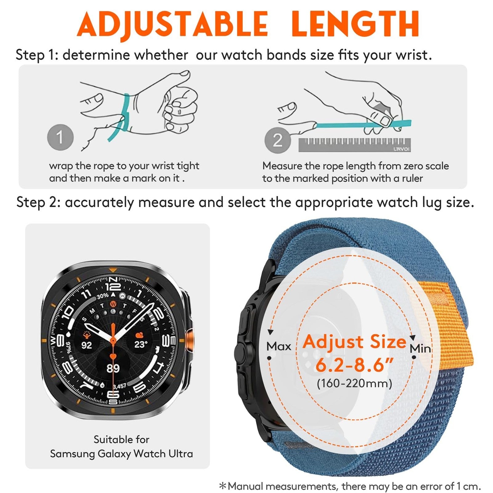 Samsung Galaxy Watch Ultra 47mm Soft Nylon Sport Strap – Black