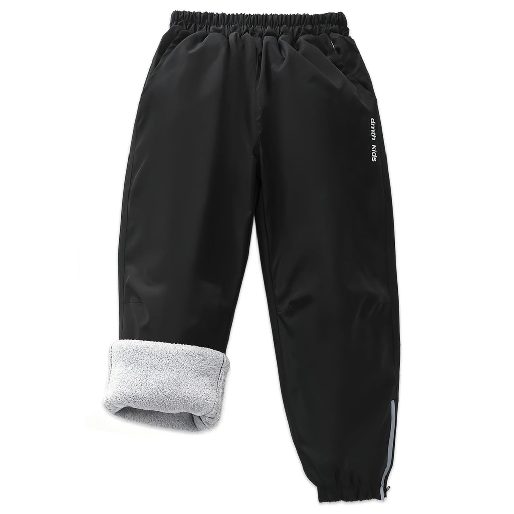 Kids Waterproof Trousers Fleece Lined Winter Snow Pants – Black 150/9-10 Exemaba