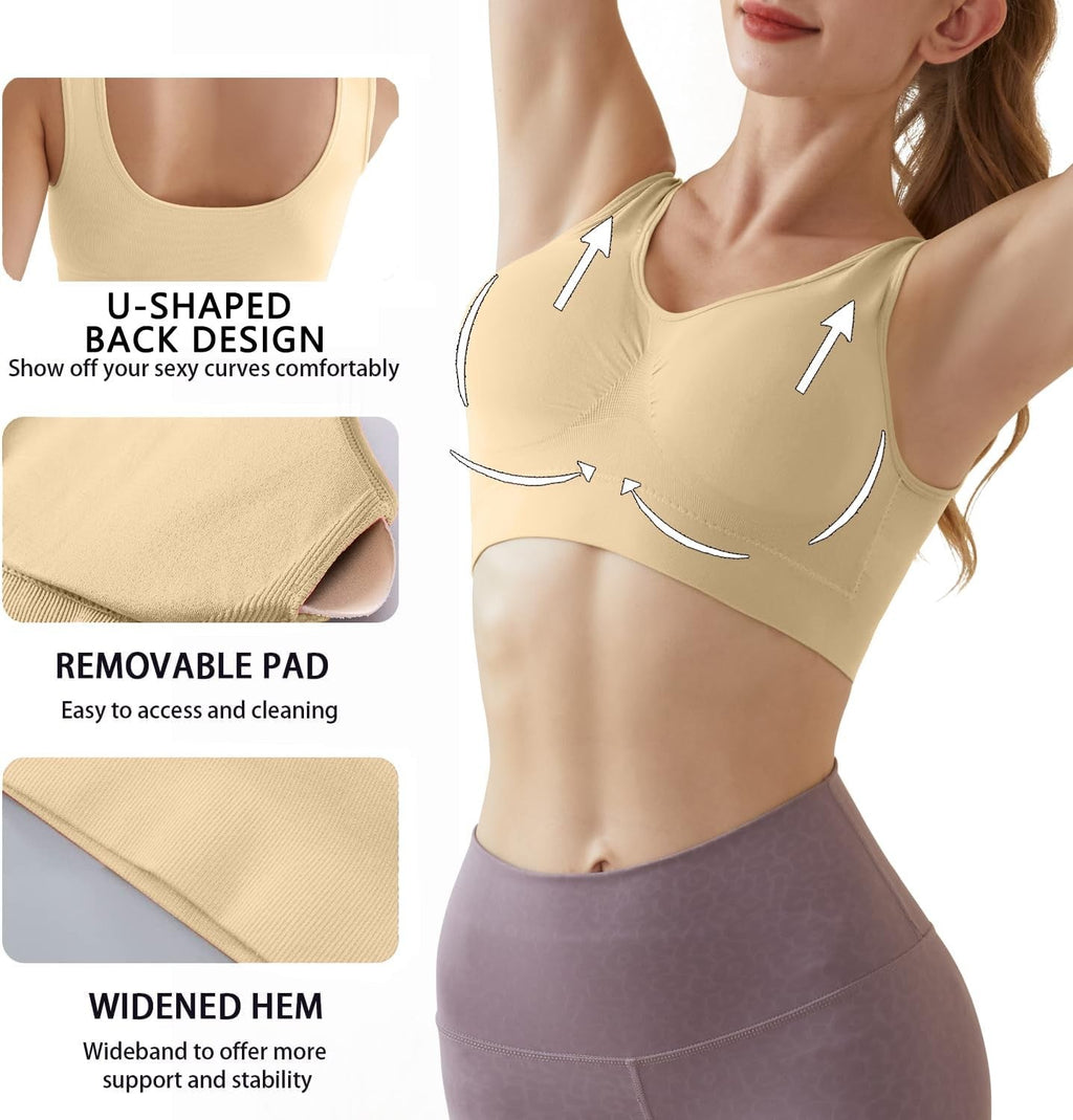 Memoryee Sports Bras Women 3 Pack Set Plus Size for Large Breasts Non Wired