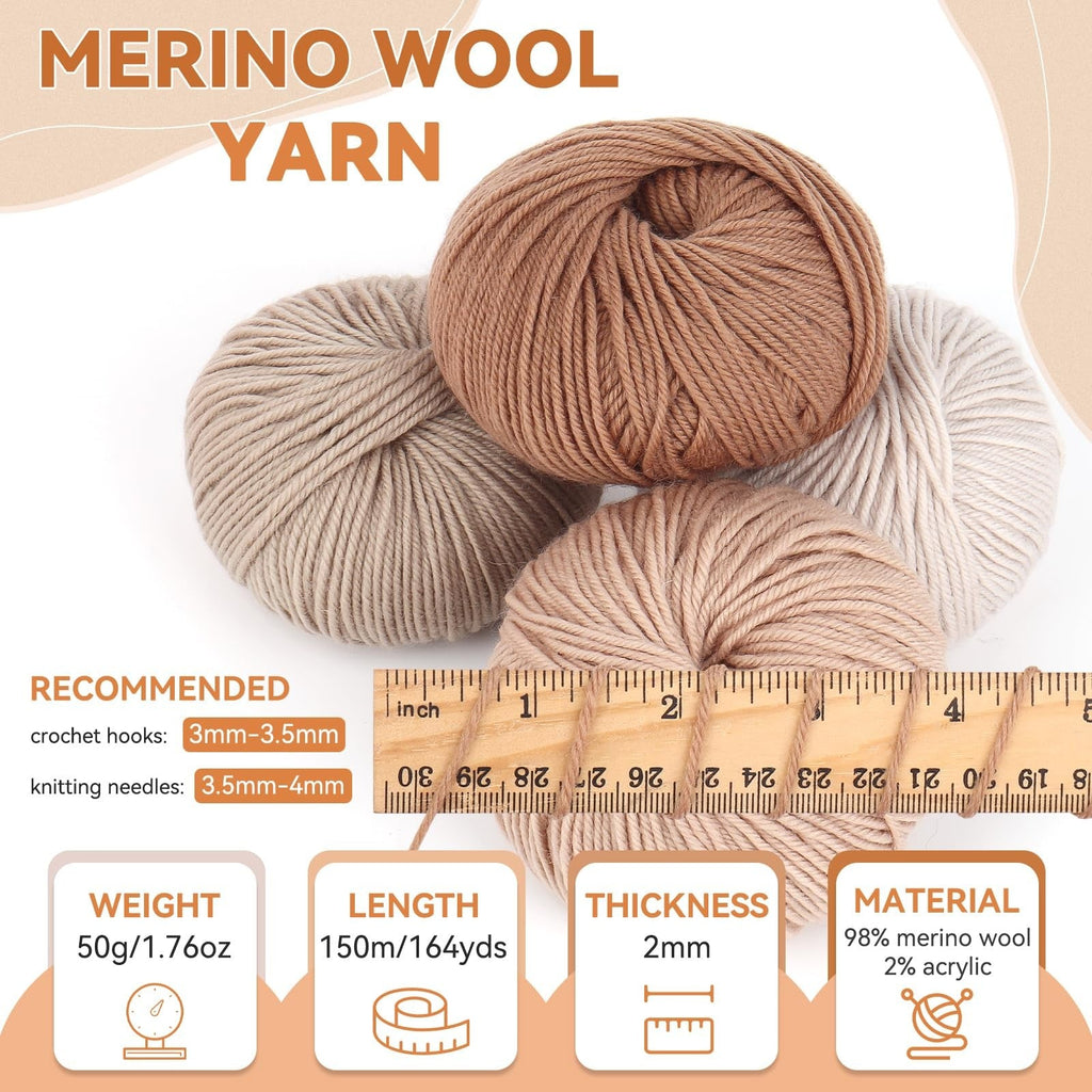 Knitting Yarn 12 Pack Double Acrylic Wool 50g – Camel Shades