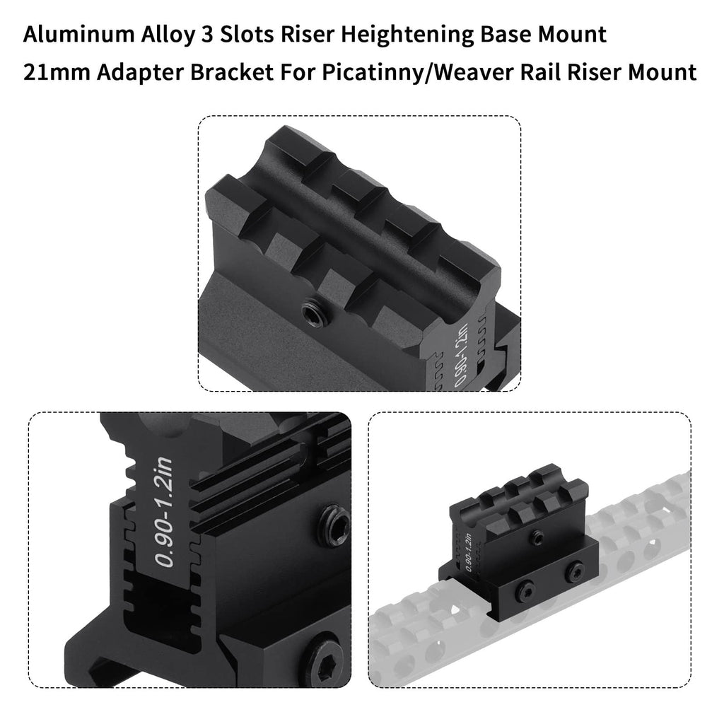 ToopMount Picatinny Riser Mount Rail Adjustable Height 0.9-1.2" Optic RiserMount