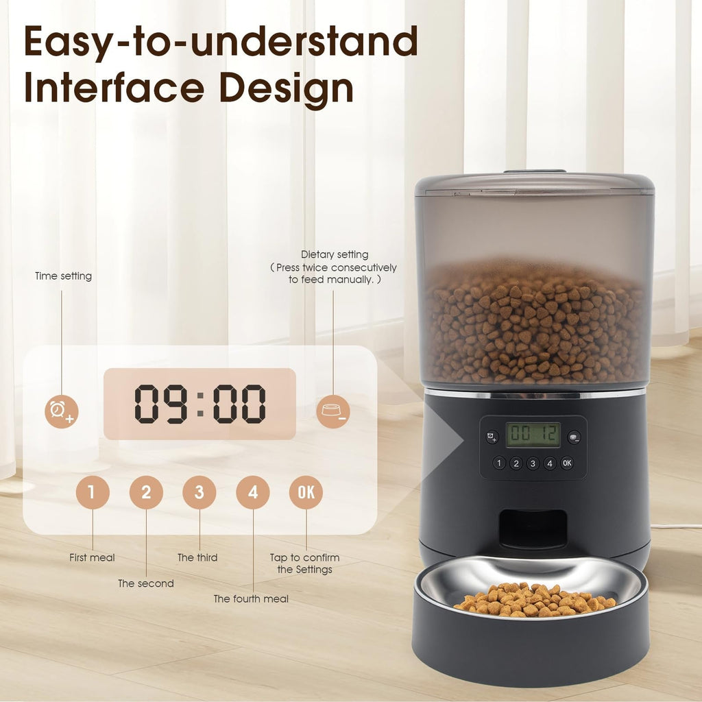Automatic Cat Feeder Programmable 4 Meals Daily – 3-4L Capacity
