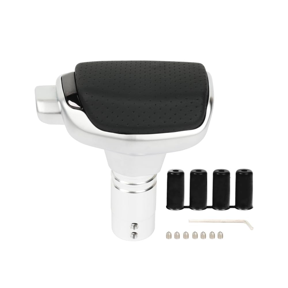 Gear Shift Knob PU Leather Metal Automatic Car Gear Stick Replacement – Black