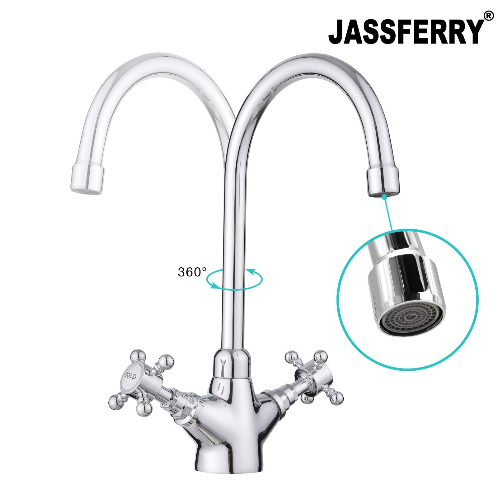 JASSFERRY Swan Neck Kitchen Mixer Tap Monobloc