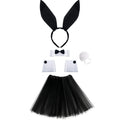 Women's Bunny Costume Set Rabbit Ears Headband & Tutu Skirt – Black