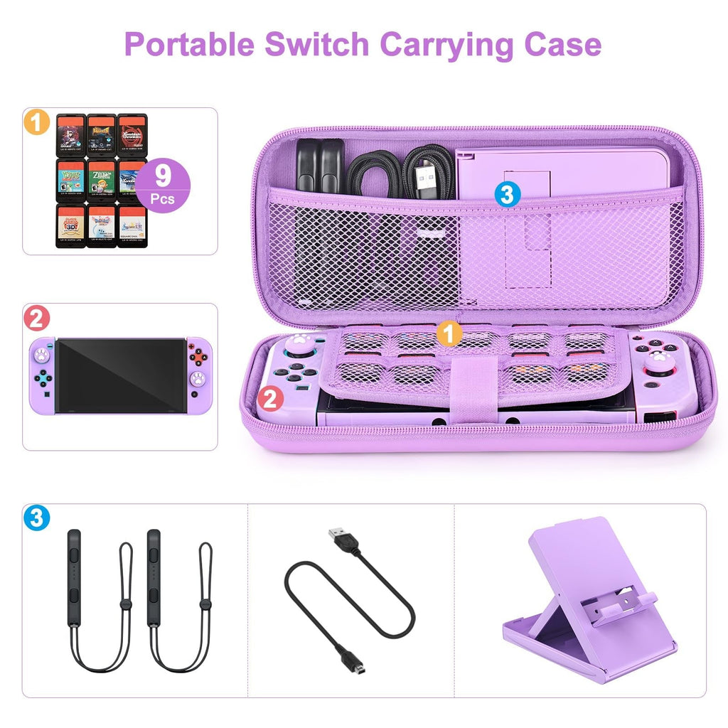 Switch Accessories Bundle 17 in 1 Kit – Purple