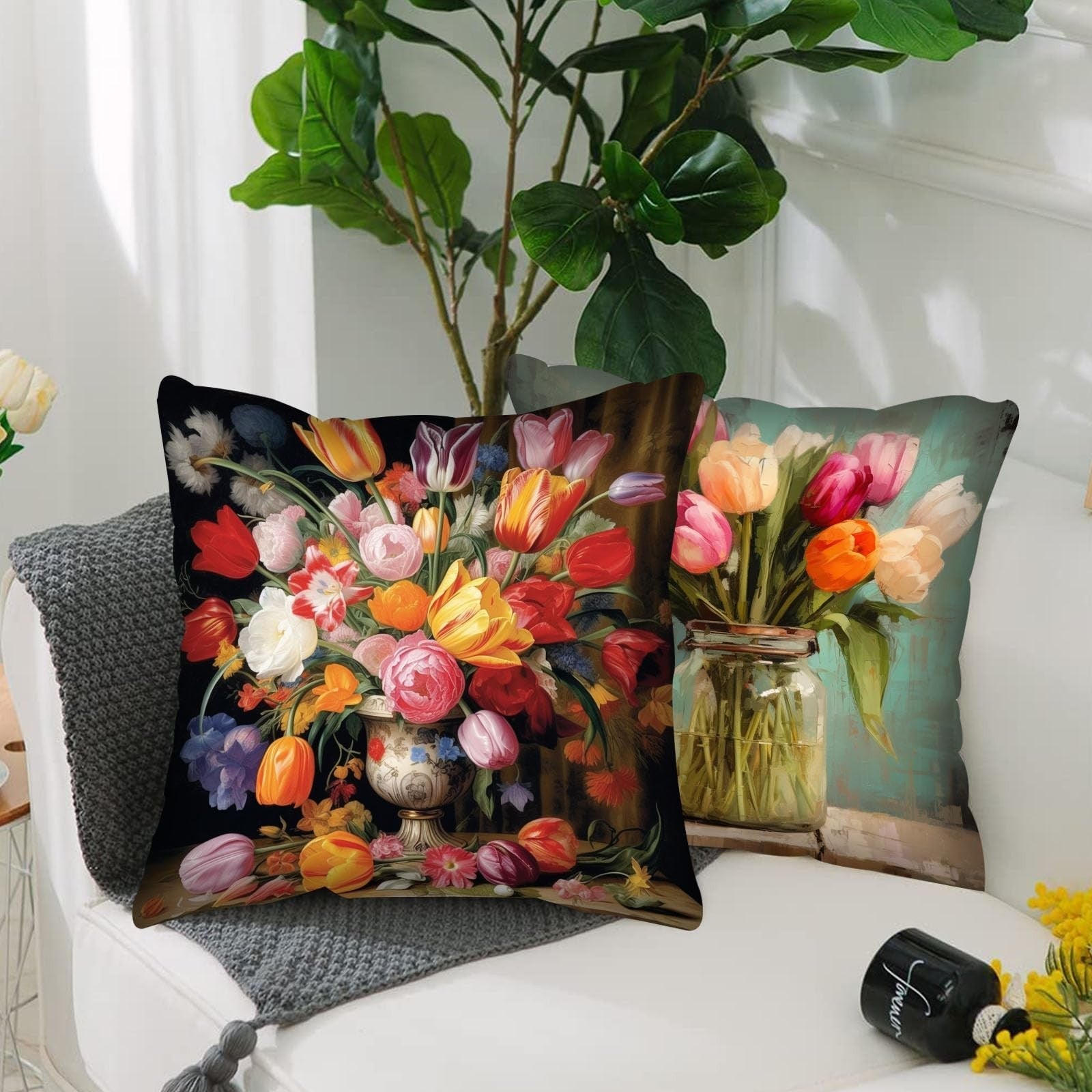 Tucocoo Decorative Cushion Covers with Tulip Vase 45 x 45 cm