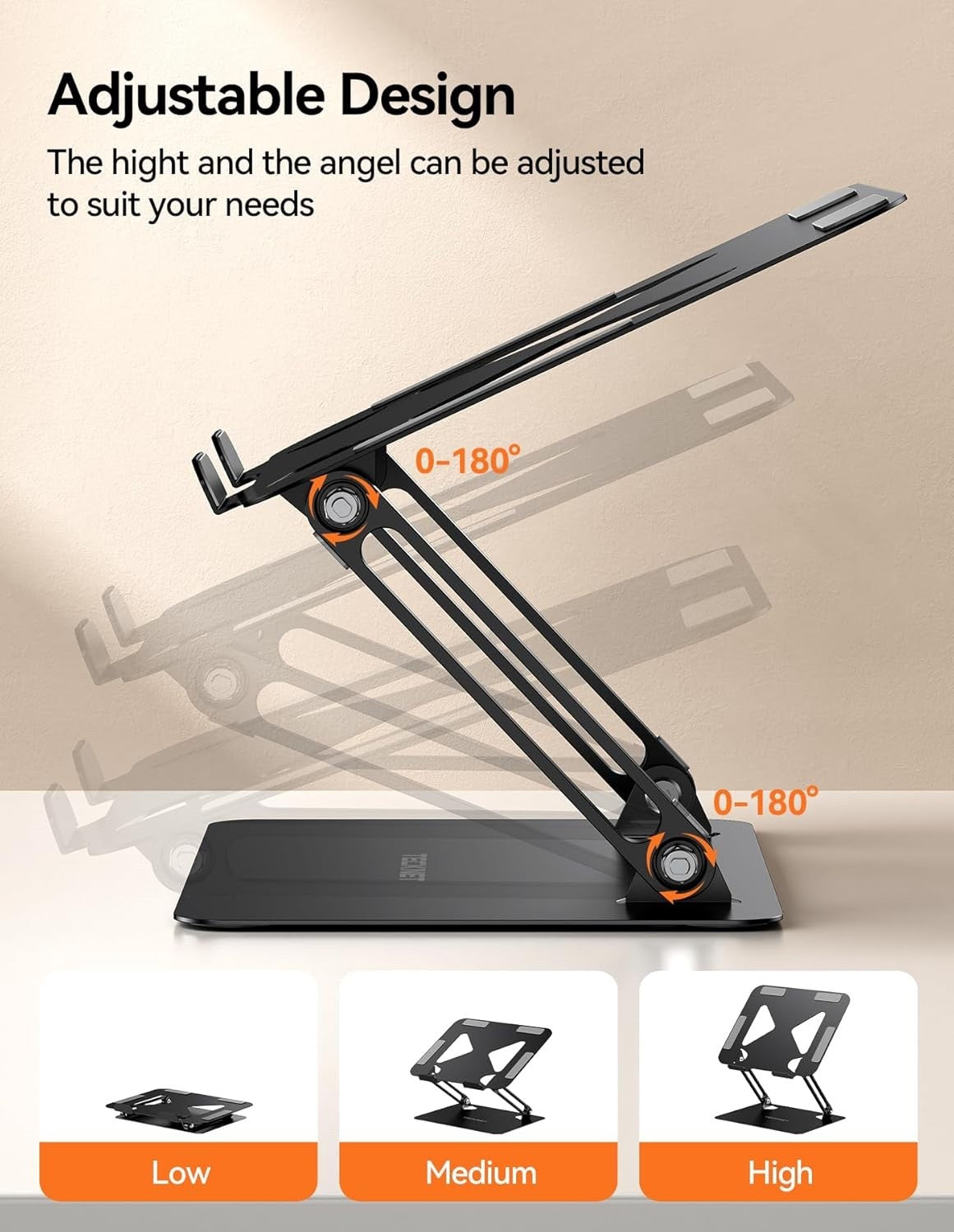 Laptop Stand Adjustable Multi-Angle Laptop Riser with Air Vent - TECKNET