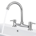 Hemobllo Double Mixer Tap Bathroom Sink Bridge Kitchen Double hole 360° Swivel