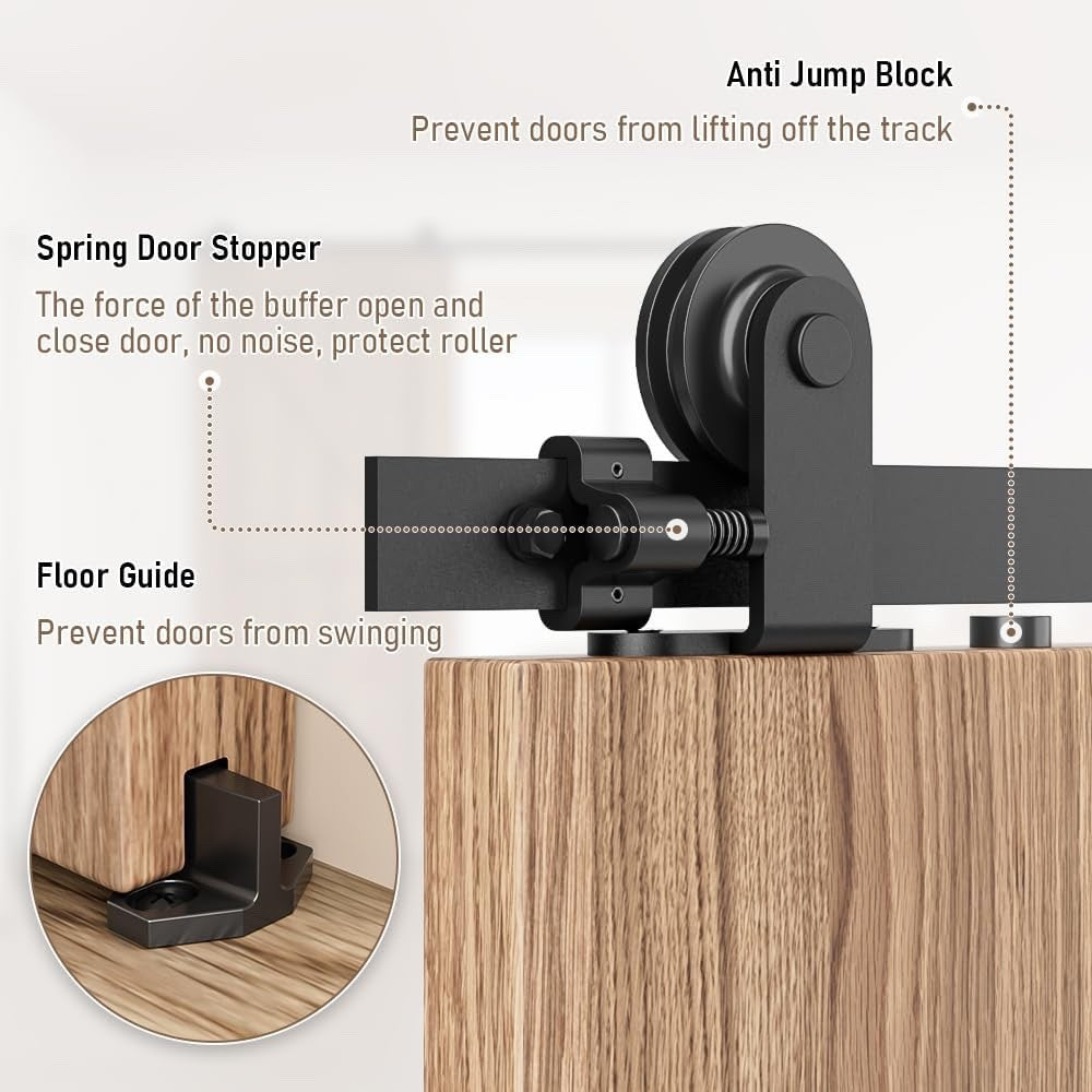 5.5FT/167cm Interior Sliding Barn Wood Door Hardware Closet Track Kit