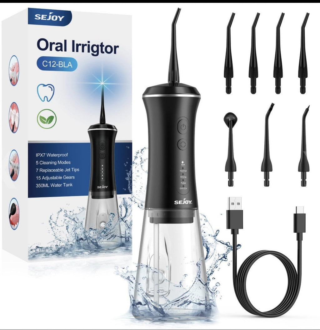 Sejoy C12BLA Professional Water Flosser Oral Irrigator with 5 Modes