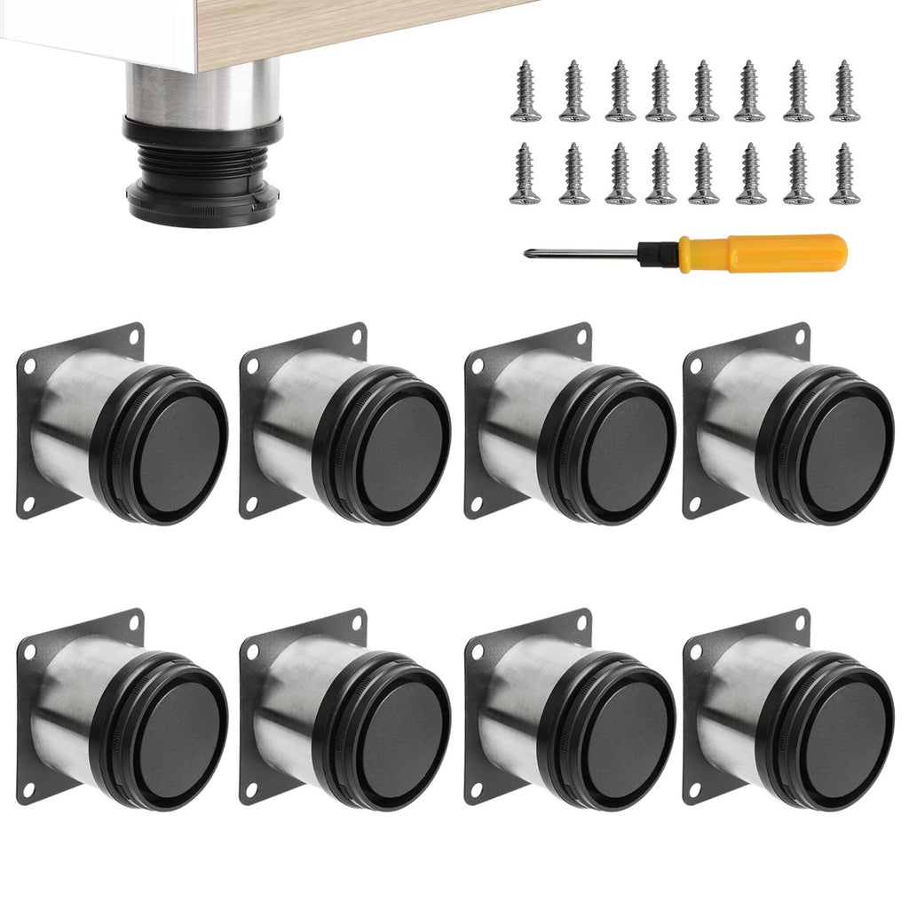 8-Piece Stainless Steel Adjustable Furniture Legs – Silver