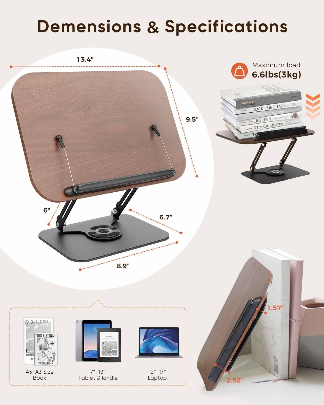 Adjustable Book Stand Holder with 360° Rotation – Multi-Use