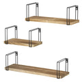 Rustic Floating Shelves, Decorative Wood Wall Set of 3, SRIWATANA