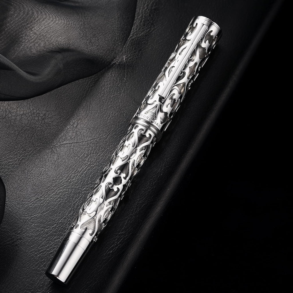 Hongdian D1 Piston Fountain Pen Extra Fine Nib, Hollow Skeleton & Resin Pen