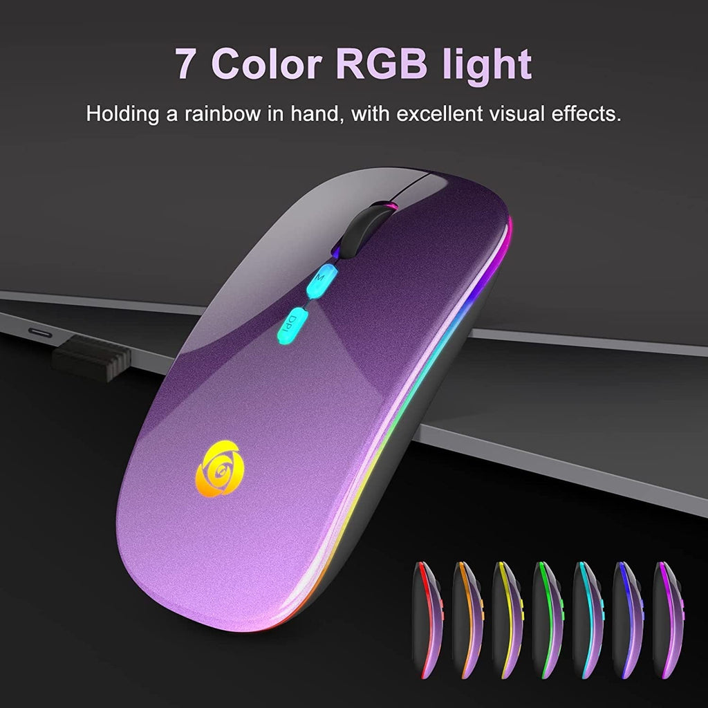 Bluetooth Wireless Mouse with Type-C Receiver Rechargeable 2.4G USB Portable