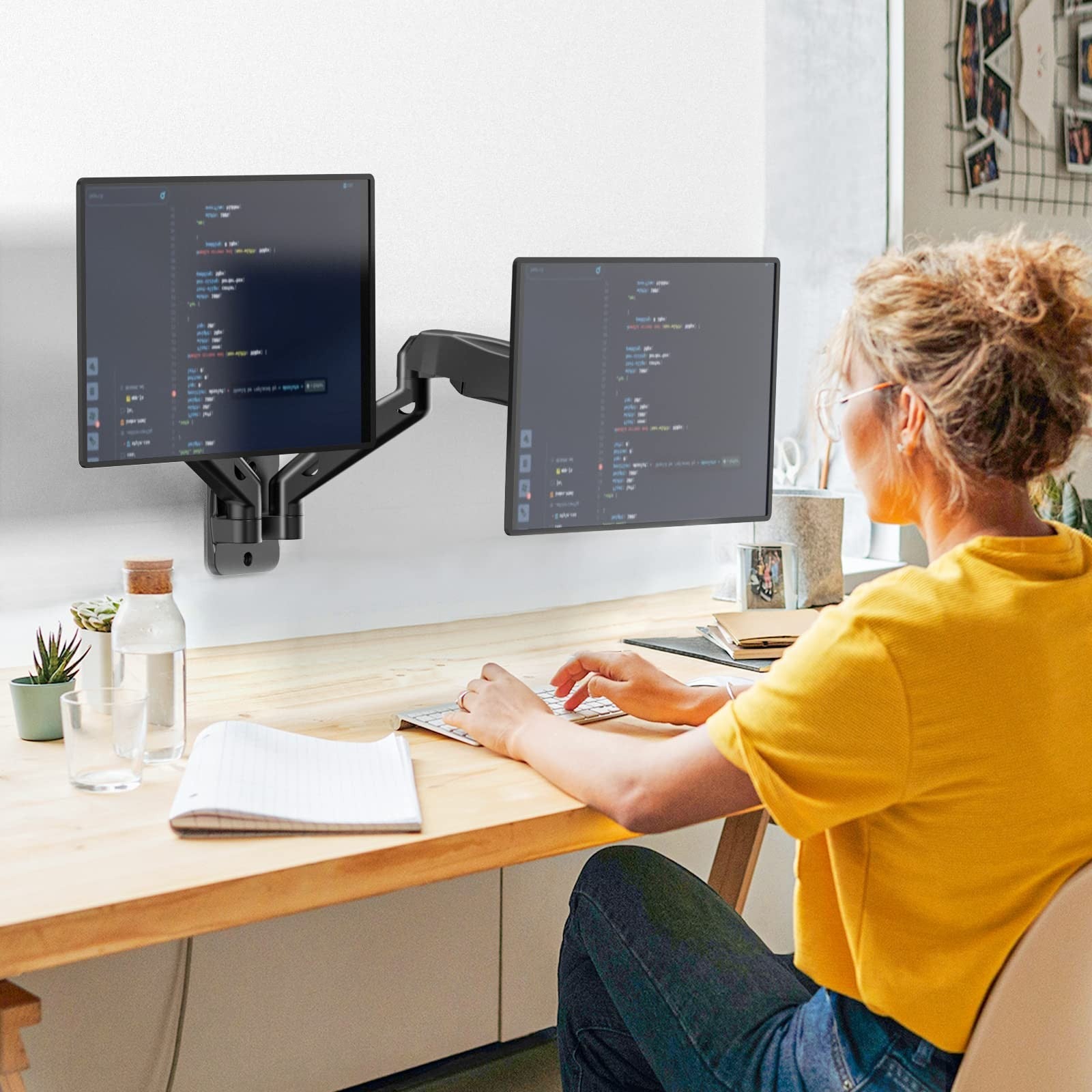 Dual Monitor Wall Mount for Screen up to 32 Inch & 9 kg Fully Adjustable Double