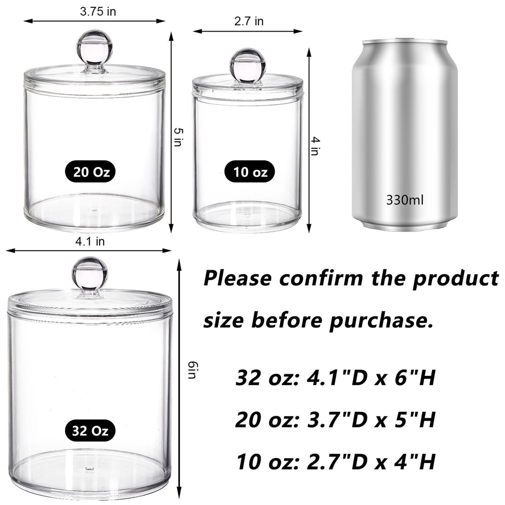 5PCS Acrylic Cotton Pad Holder with Lid 8/18/28 Oz