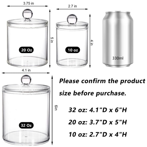 5PCS Acrylic Cotton Pad Holder with Lid 8/18/28 Oz