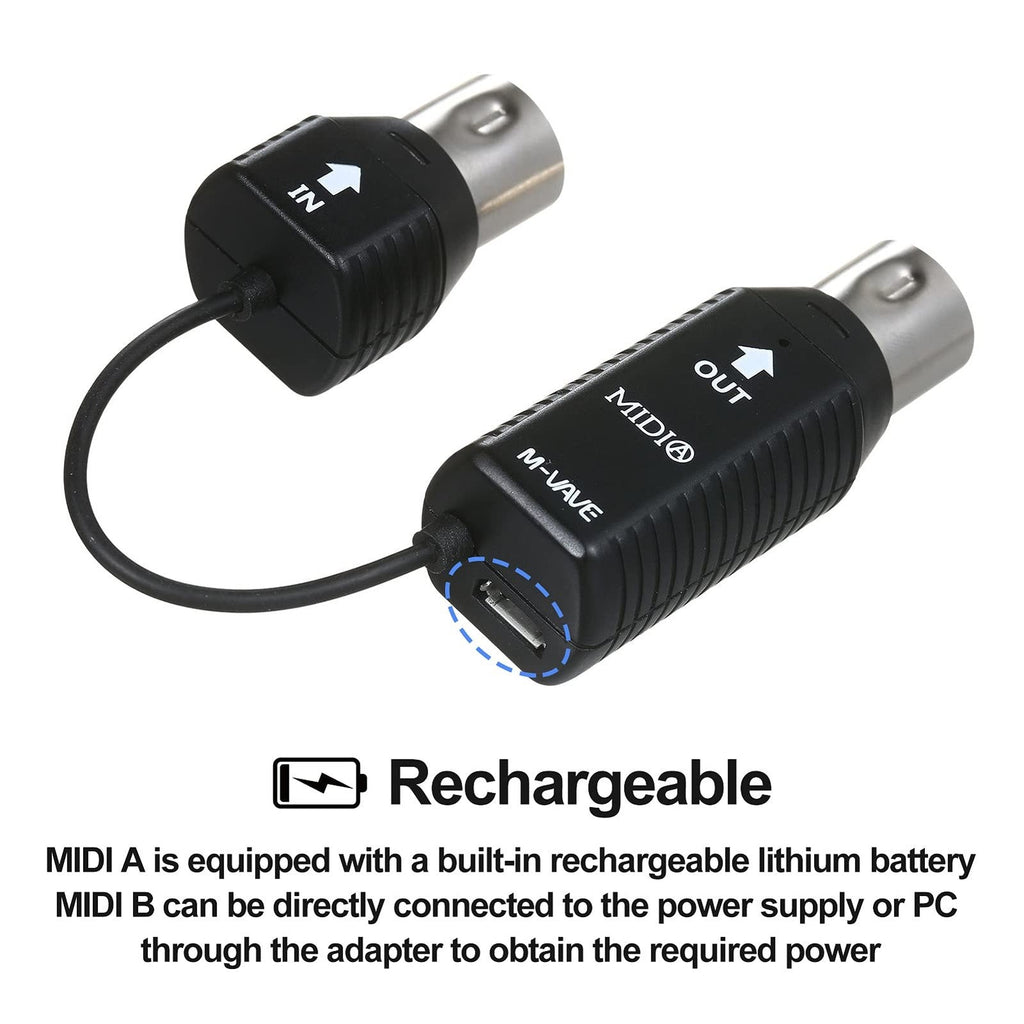 SHUAIGUO MS1 Mini Wireless MIDI Transmission System Adapter – Black