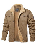 Men's Winter Thermal Trucker Coat Windproof Classic Jacket with Pockets – Khaki