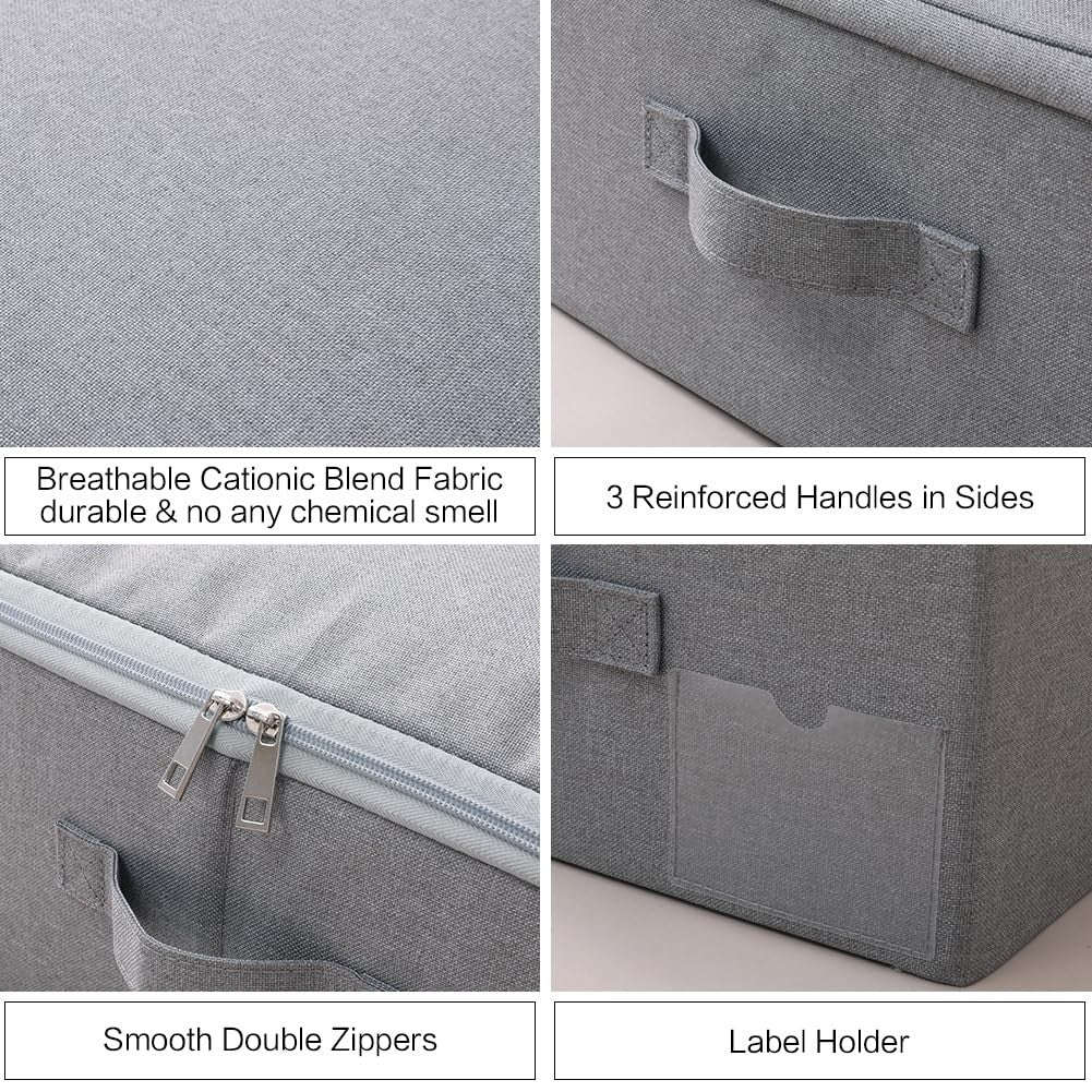 Amonsen Pack of 2, Slim Folding Storage Boxes with Soft Lid