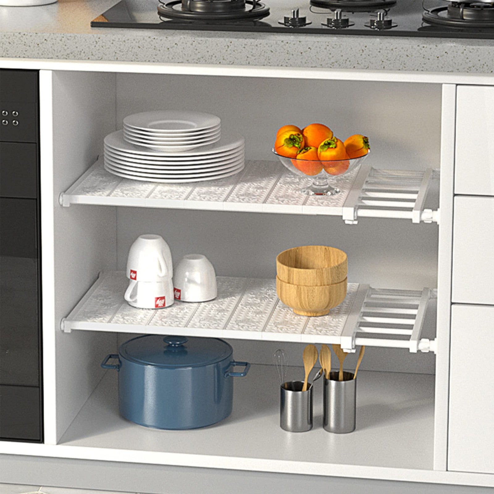 Adjustable Closet Shelf Storage Rack – White 24-60cm