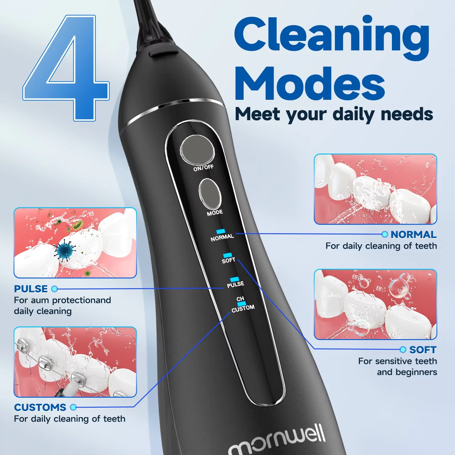Dental Floss Portable Cordless F18 Oral Irrigator 3 Cleaning Modes Waterproof