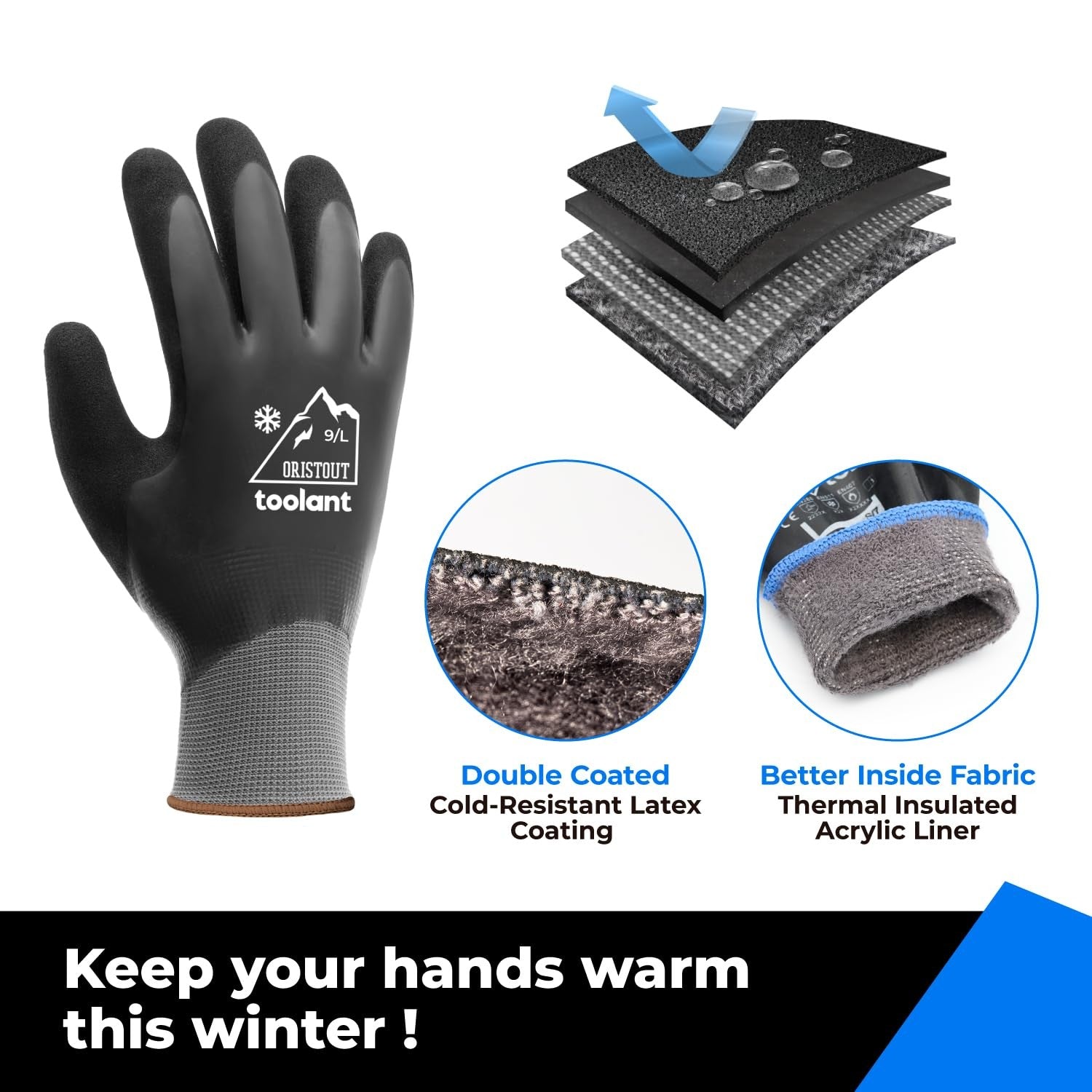 Waterproof Winter Gloves Thermal Work Gloves for Cold Weather Touchscreen