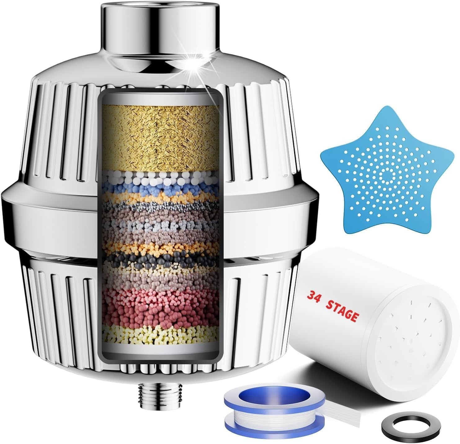 Cobbe 34 Stage Vitamin C Shower Filter, Water Softener Shower Head Filter