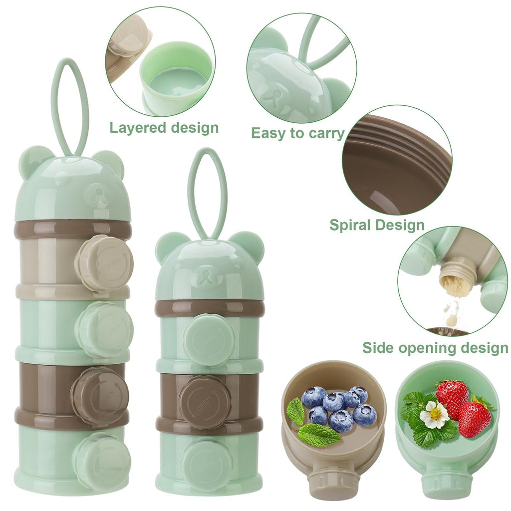 Portable Baby Milk Powder Dispenser with 4 Layers Twist-Lock Compartments 270ml
