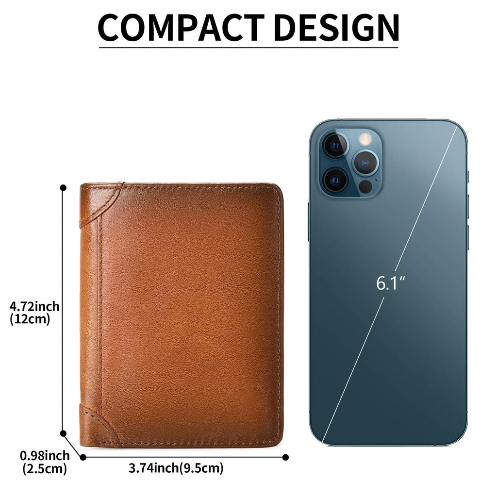 Mens Wallets RFID Blocking Genuine Leather Slim Wallets for Men with 2 ID Window