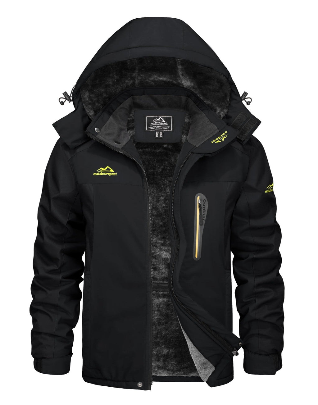 Mens Winter Waterproof Ski Jacket Warm Softshell Snowboarding Coat – Black 2XL