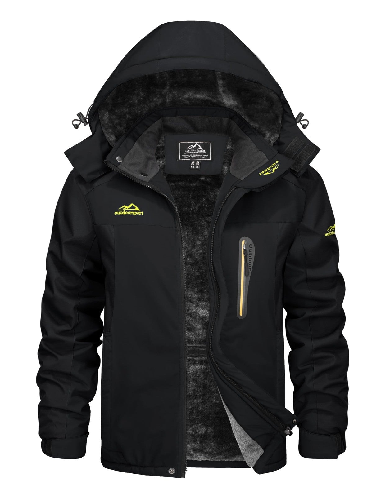 Mens Winter Waterproof Ski Jacket Warm Softshell Snowboarding Coat – Black 2XL