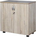 Small Office Cupboard with Laminated Oak Finish, Lockable Cabinet with Shelf,